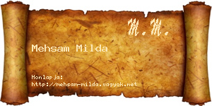 Mehsam Milda névjegykártya